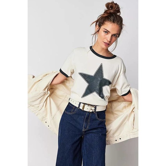 Daydreamer Tops - FREE PEOPLE Classic Star Oversized Ringer Tee S